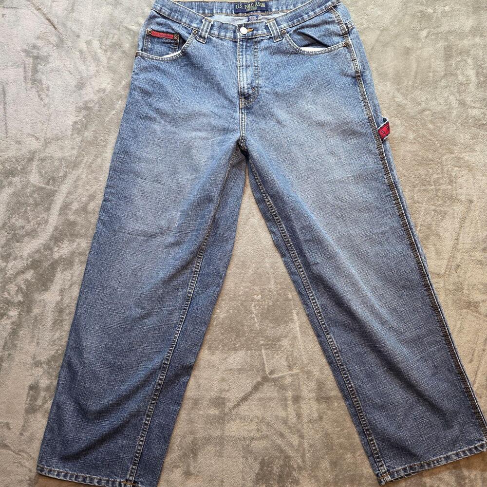 U.S. Polo Assn Carpenter Jeans Mens 34x30 Relaxed Straight Leg Streetwear 90s